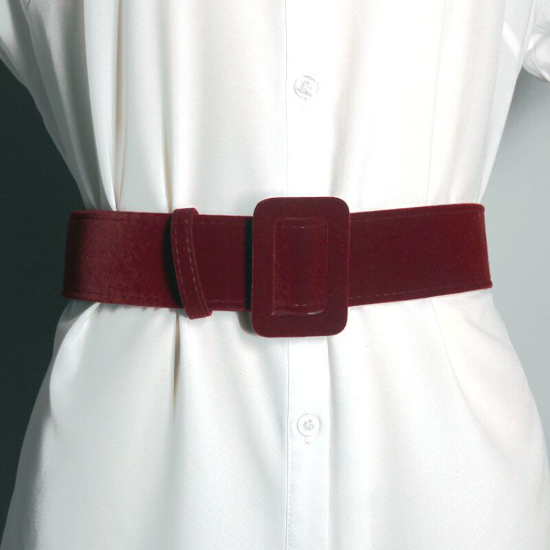 Ladies Solid Velvet Wide Belt Cinch Corset High Waist Belt Waistband Retro Decor