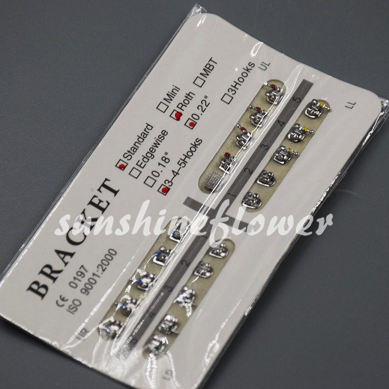 1 Pack Dental Ortho Metal Braces Brackets Standard Roth Slot 022 3 4 5 Hooks