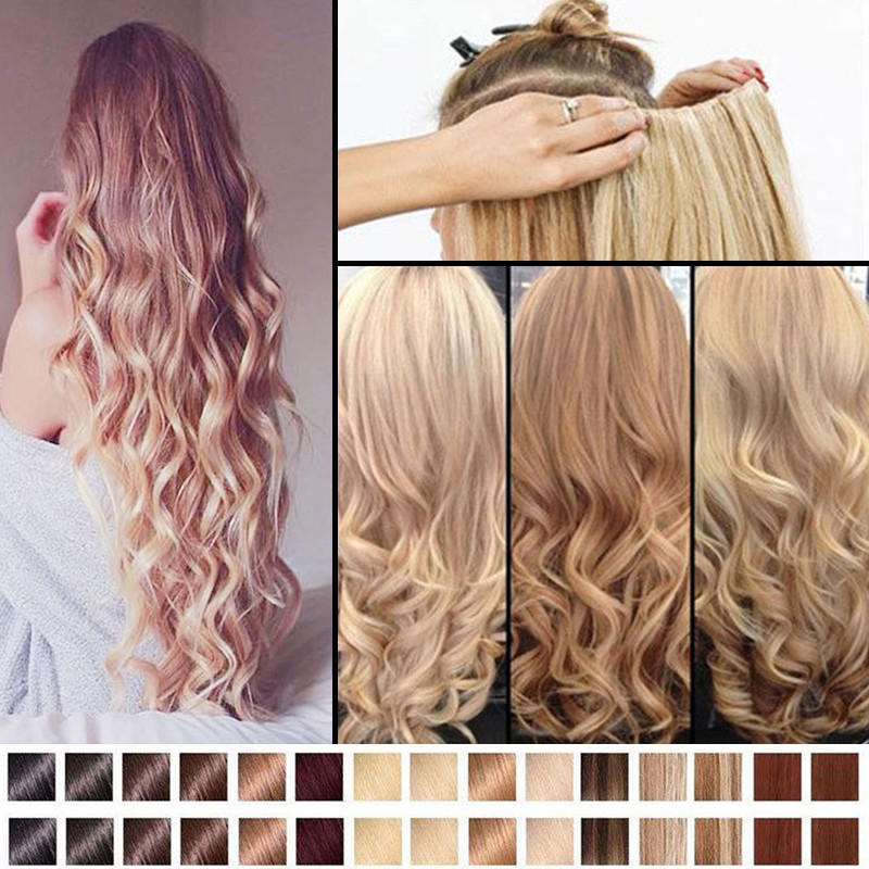 Mega Thick 100 Natural Clip In Hair Extensions As Human Blonde