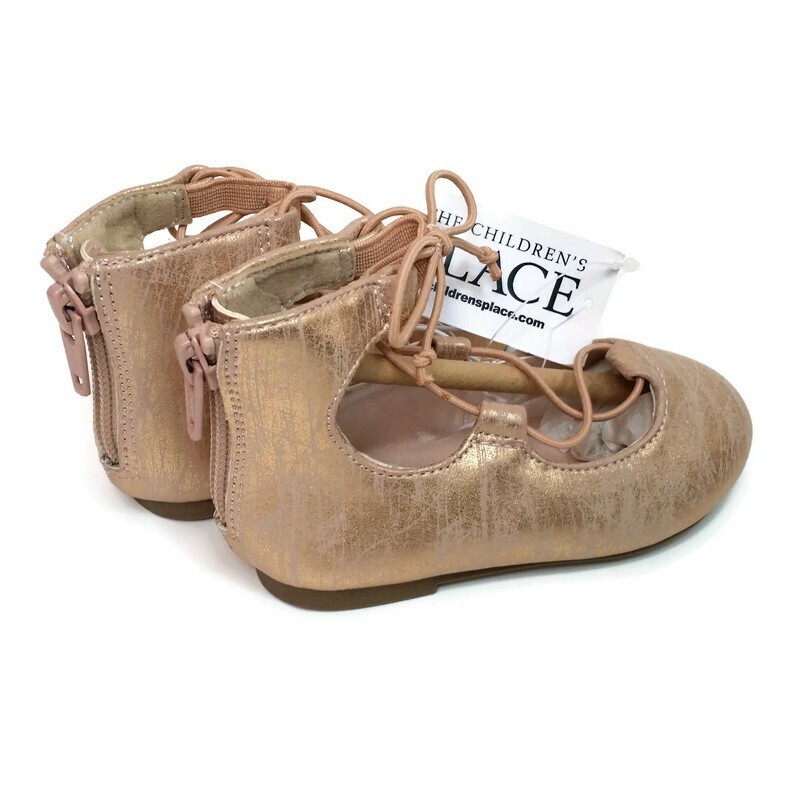 Childrens Place Girls Sandals Shoes Size 4 Toddler Rose Gold Sparkle Zip Back - Picture 6 of 8