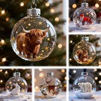 2026_Wildlife_Animal_3D_Acrylic_Ball_Christmas_Ornaments_Xmas_Tree_Home_Decor_UK