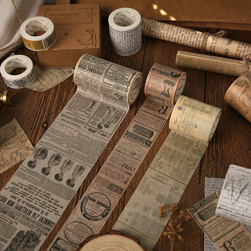 Retro Gothic Newspaper Ticket Washi Tape Journal Album Scrapbooking Stickers