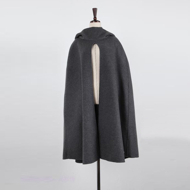 Women Loose Batwing Wool Poncho Cloak Winter Warm Coat