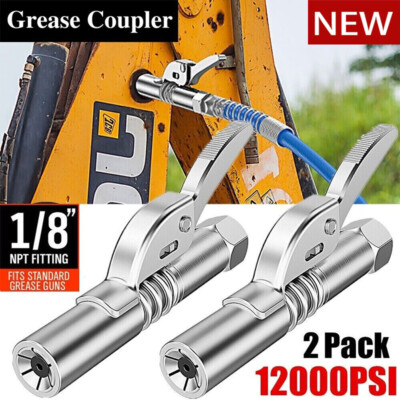 2-Pack Grease Gun Coupler High-Pressure Quick Release Lock Oil Injection Nozzles