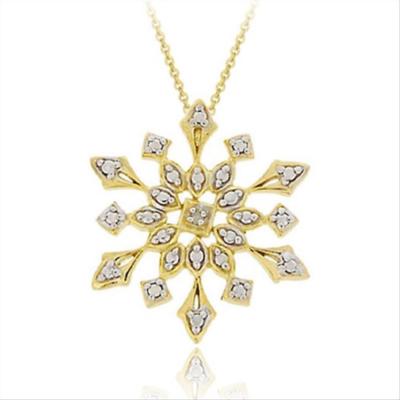 18k Gold over Silver Diamond Accent Snowflake Pendant  