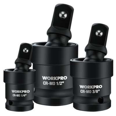 WORKPRO Impact Universal Joint Se 3 Piece-1/2''3/8''1/4'''' Drive Swivel Socket Set