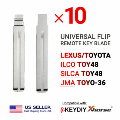10x New Uncut Universal Flip Remote Key Blade Lexus/Toyota Type TOY48 TOYO-36
