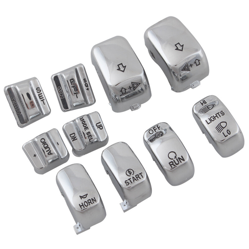 10x Chrome Hand Control Switch Housing Button Cover Cap For Harley Touring 96-13
