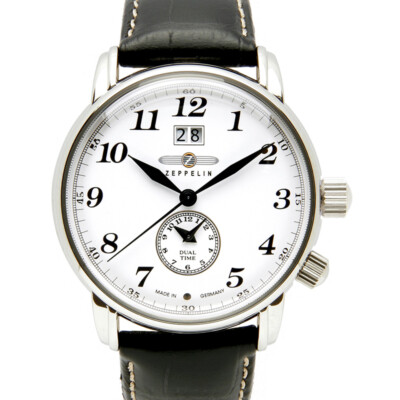 Pre-owned Zeppelin Lz127 Count 7644-1 Quartz Watch Swiss Ronda Movement 50m Wr White Dial