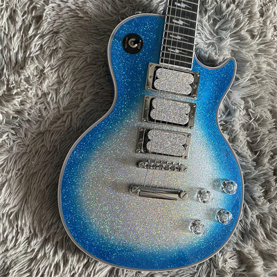 Blue Burst Silver Electric Guitars Ace Frehley Bulky 3H Pickups Chrome Hardware
