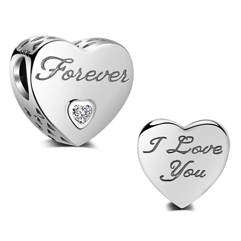 Charms Anhänger Beads Forever I Love You Herz 925 Silber für Pandora NEU