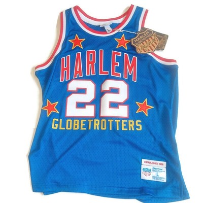 Rings & Crwns Harlem Globetrotters Jersey Frederick Curly Neal Mens Size L Blue