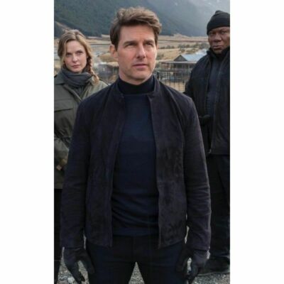 Leather Jacket Mission Impossible 6 Fallout Ethan Hunt Tom Cruise Black Suede