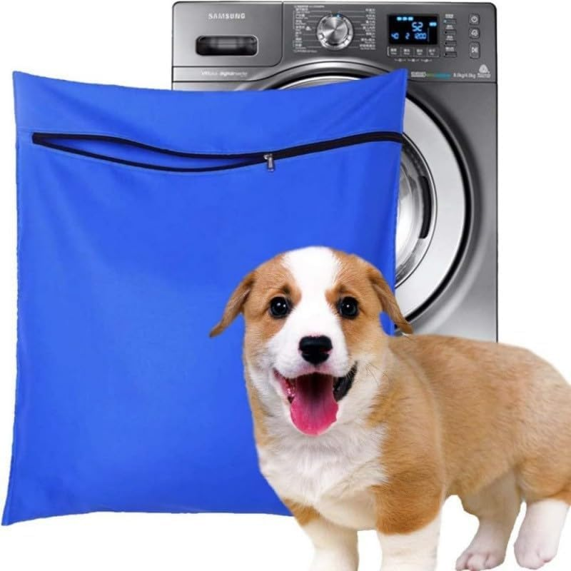 Pet Laundry Bag, Blue Polyester, Jumbo Size (65Cm X 70Cm), Zipper Closure, Ideal