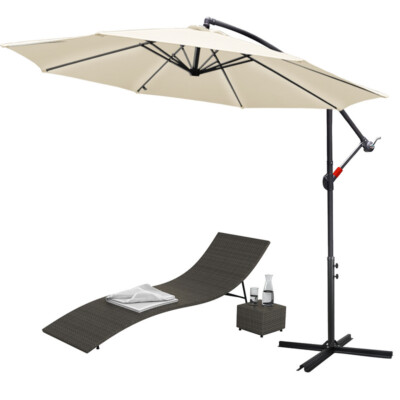 Sonnenschirm Ø300/350cm Gartenschirm Strand Ständer Ampelschirm Banana Parasol