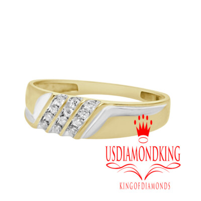 Pre-owned Usdiamondking Mens .13 Ctw Genuine Real Natural Diamond 10k Yellow Gold Wedding Ring Band In H-i