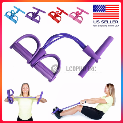 4-Tube Foot Pedal Resistance Band Body Stretch Pull Rope Fitness Yoga  Exercise