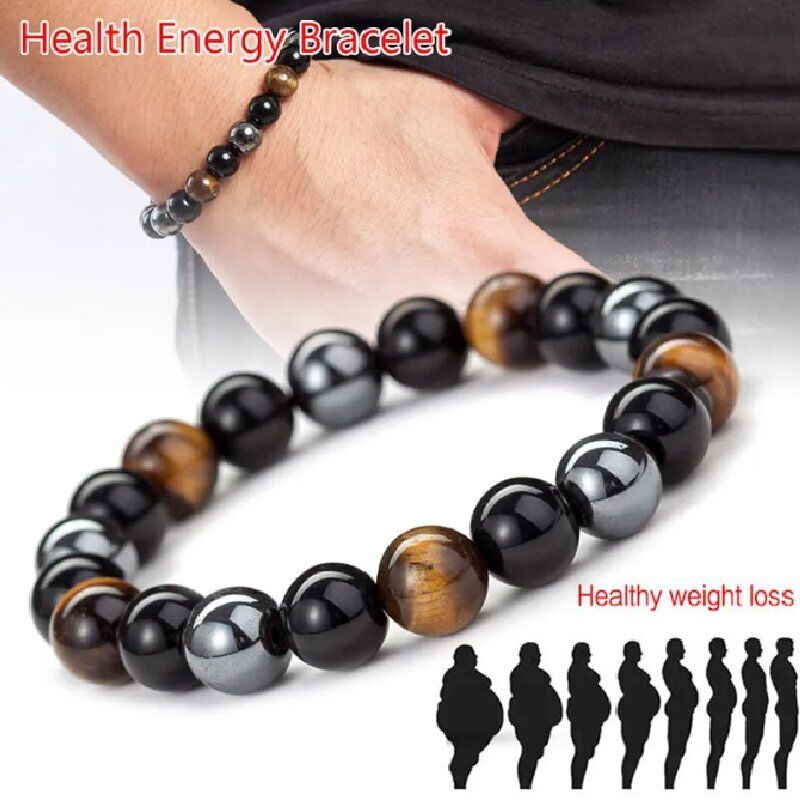 Magnetic Hematite Bracelets Tiger Eye Stone Bead Bracelet Women Men Weight Loss