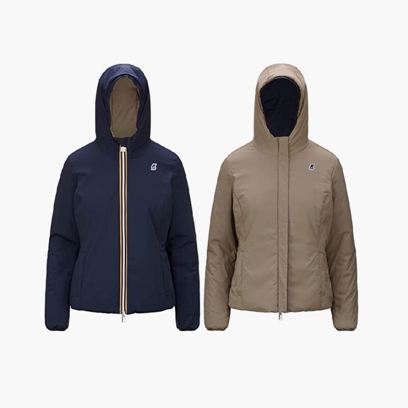 

Женская куртка Reversible K-Way Lily Warm Double K11199W Kway Blue Глубокий бежевый, Blue depth beige taupe