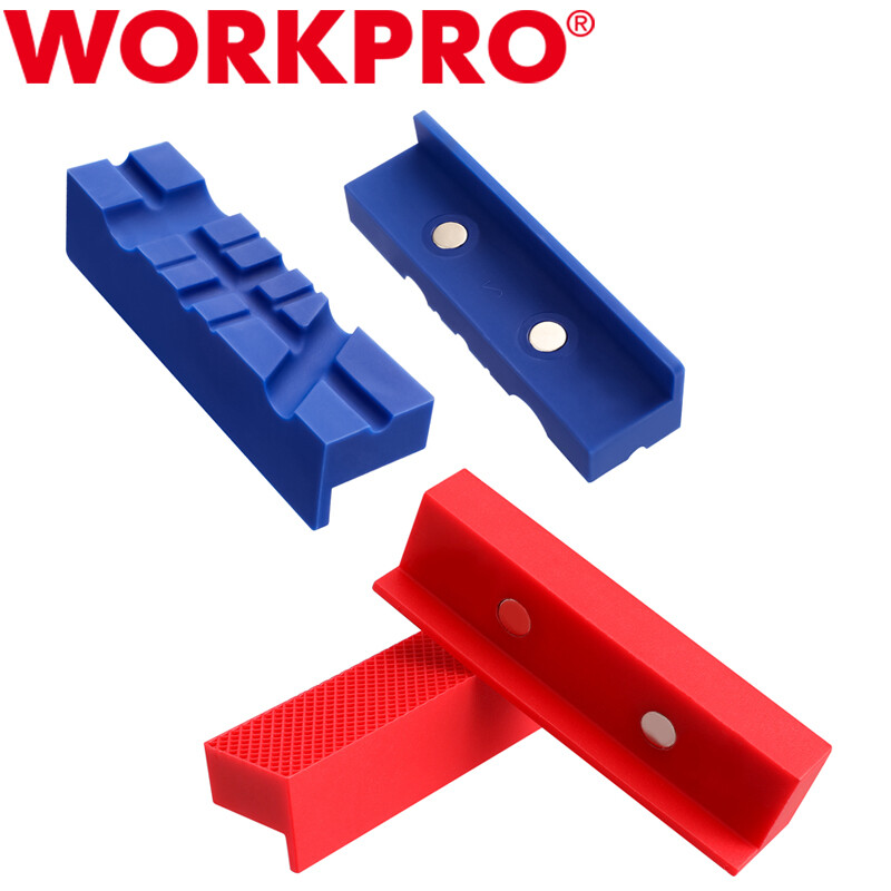 WORKPRO 4-1/2" Vise Jaw Pads Magnetic TPU Vise Jaw Protective Covers Set 2-Pairs