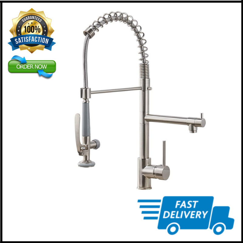 Commercial Pull down Kitchen Sink Faucet with Sprayer Brushed Nickel