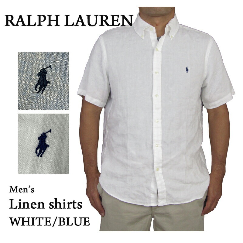 

Льняная рубашка классического кроя с короткими рукавами Polo Ralph Lauren — RL, незаправленный крой