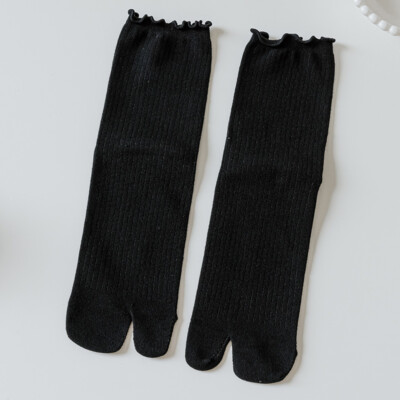 4 Pairs Women Girls Tabi Socks Split Two Toes Solid Soft Japanese Preppy Style