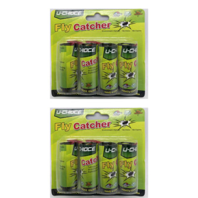 8 Rolls Sticky Insect Bug Fly Glue Paper Catcher Trap Ribbon Tape