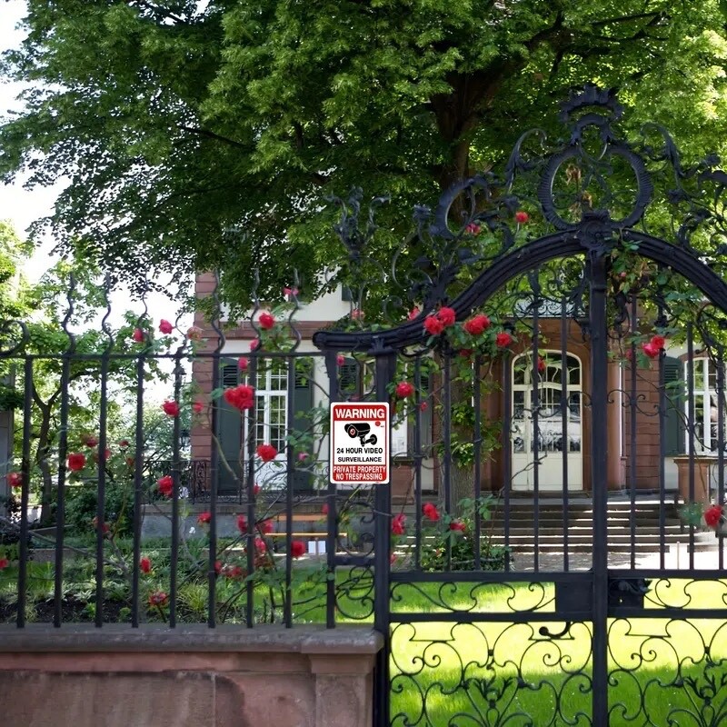 2pcs Private Property No Trespassing Sign Video Surveillance Aluminum Sign 10X 7