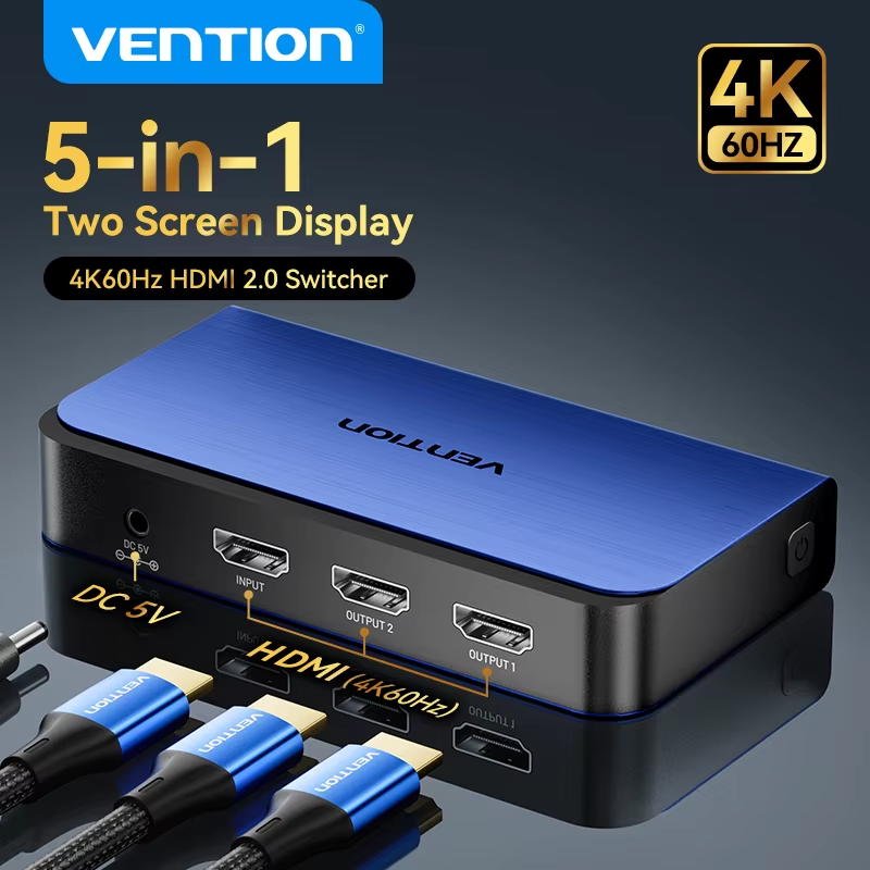 HDMI 2.0 Switcher 4K 60Hz HDMI-compatible Switch 1 in 2 Out For Xiaomi Xbox PS5