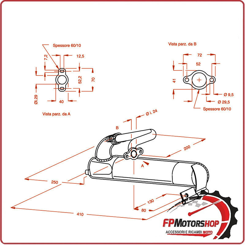 MARMITTA SILENZIATORE TERMINALE DI SCARICO SITO PER PIAGGIO VESPA ET3 125 50/90