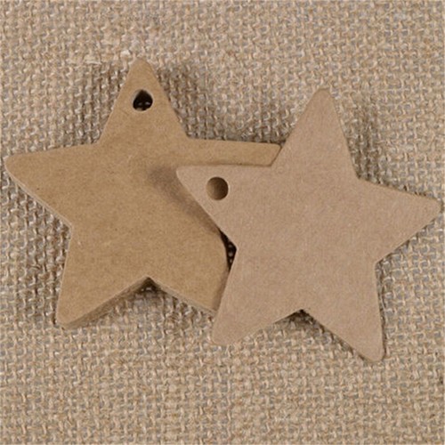 100pcs Star Kraft Paper Wedding Party Favor Gift Card Price Label Luggage Tags-