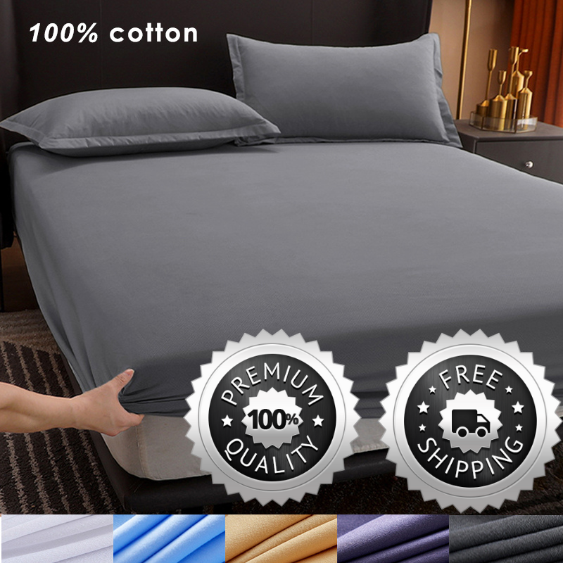 100 Cotton Fitted Bed Sheet with Elastic Band