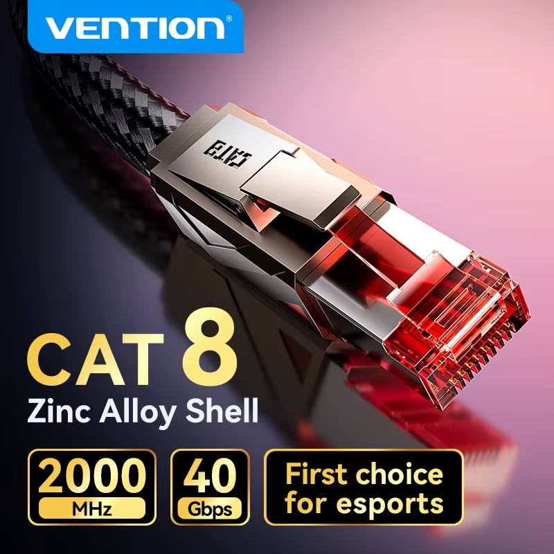 CAT8 Ethernet Cable Pro-Grade eSports Network Lan Patch Cord Zinc Alloy-High Spe