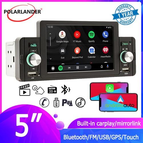Single 1DIN 5" Car Radio Touch Screen Setero Android&nbsp;Auto Carplay Mirror Link BT
