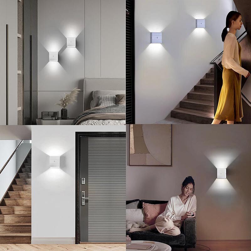1-4 Pack Wall Lights Dimmable Indoor Rechargeable Up and Down Lamp Sconce