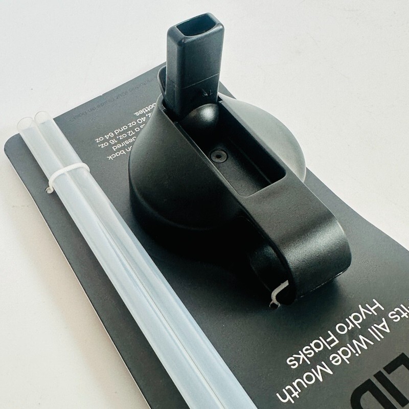 Hydro Flask Wide Mouth Straw Lid w/ 2 Straws Black BPA-Free Dishwasher Safe NEW