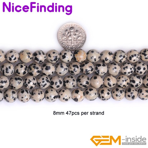 Dalmation Jasper Round Natural Beads For Jewelry Making Strand 15