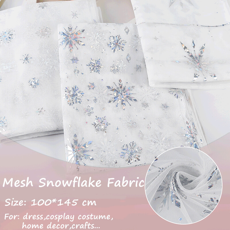 Netzstoff Schneeflocke Tüll Durchsichtig für Tutu Hochzeit Kleid Ball Crafts DIY