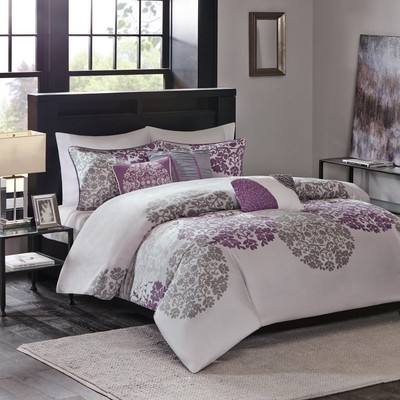 Madison Park MP121676 Sydney 6 Piece Duvet Cover Set FullQueen Purple
