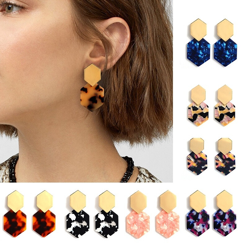 Trendy Statement Acrylic Geometric Women Boho Dangle Earrings Modern Jewelry NEW