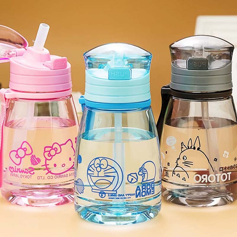Cartoon Sport Cycling Kids Mini Water Bottle With Straw For 