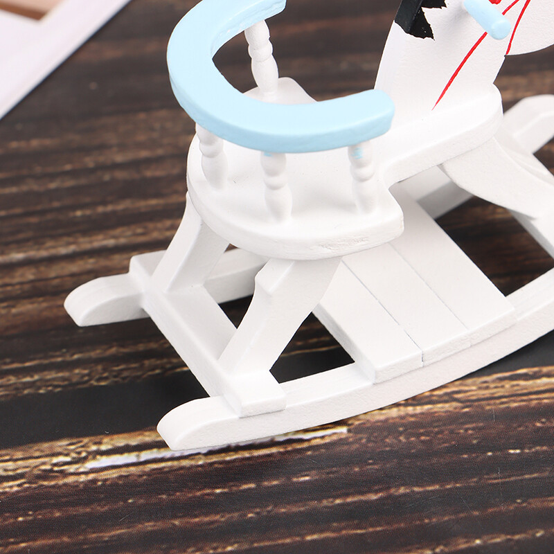 1:12 Dollhouse Miniature Wooden Rocking Horse Chair Nursery Room Furnitur Y.WS