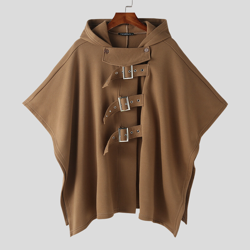 INCERUN Mens Hoody Batwing Tops Cloak Poncho Winter Warm Coat Jacket Parka Plus