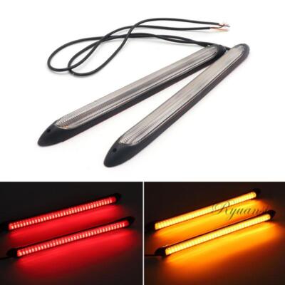 2x LED Switchback DRL Tube Light Strip Amber/Red Sequential Flow Turn Signal