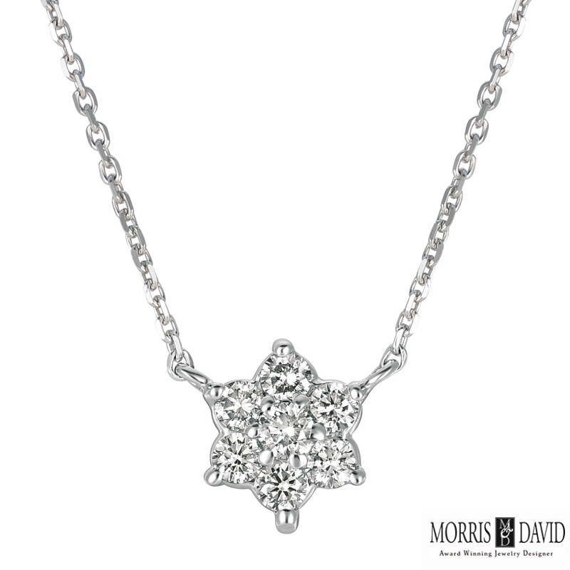 Pre-owned Morris 0.50 Carat Natural Diamond Flower Necklace 14k White Gold Si