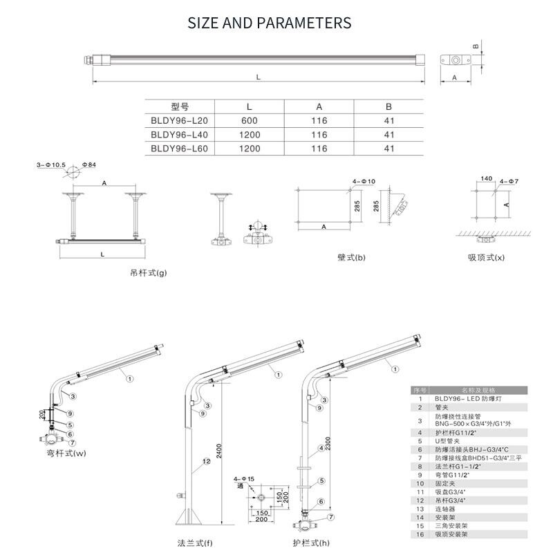 LED Explosion-proof lamp anti-corrosion fluorescent lamp 60 W warehouse lighting
