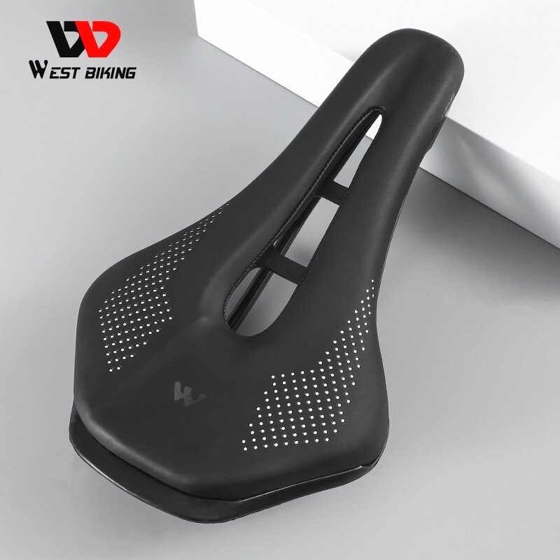 WEST BIKING Bicycle Saddle Seat Steel Rail PU Leather Cycling Bike Saddle Black