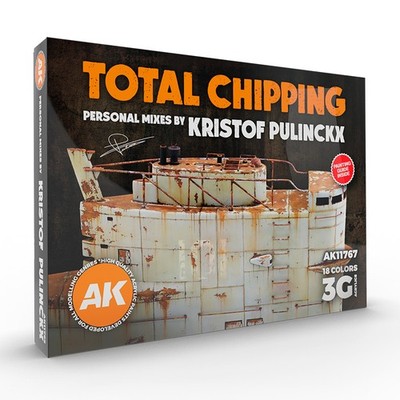 Total Chipping Set by AK Interactive - 18 Acrylic Colors for Modeling