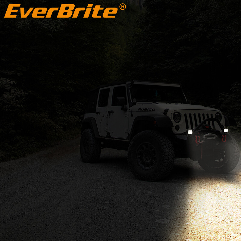 EverBrite 2PCS 4-Inch Led Pods 60W Off Road Light Pods 6 Mode White Amber Strobe